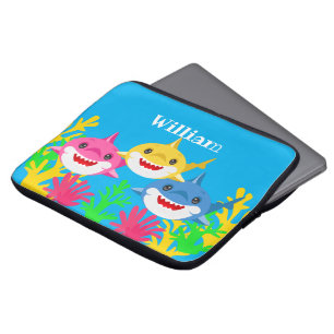 Kinder gele haai en familiedag laptop sleeve