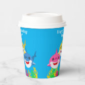 Kinder gele haai- en familiedag papieren bekers (Links)