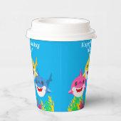 Kinder gele haai- en familiedag papieren bekers (Rechts)