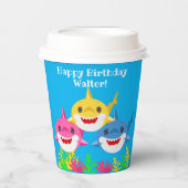 Kinder gele haai- en familiedag papieren bekers (Voorkant)