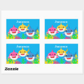 Kinder gele haai- en familiedag rechthoekige sticker (Vel)