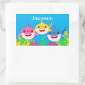 Kinder gele haai- en familiedag rechthoekige sticker (Tas)