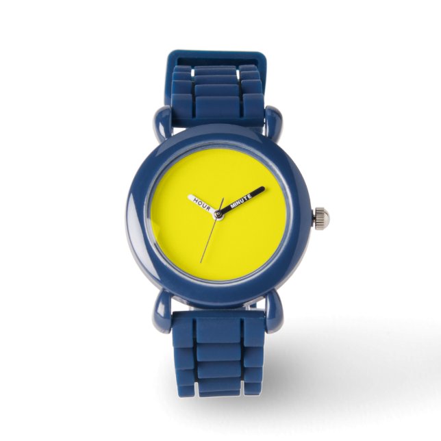 Kinder gele horloge gezicht genummerd Bezel polsho (Voorkant)