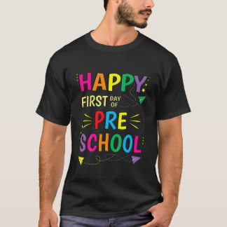 Kinder gelukkige eerste dag voorschoolse leraar t-shirt