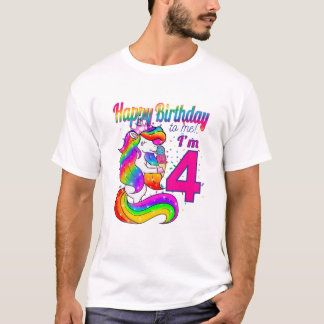 Kinder gelukkige verjaardag voor mij ben ik vier j t-shirt