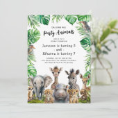 Kinder gemeenschappelijke safari verjaardagsfeestj kaart (Staand voorkant)