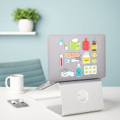 Kinder geneeskunde sticker (Laptop op bureau)