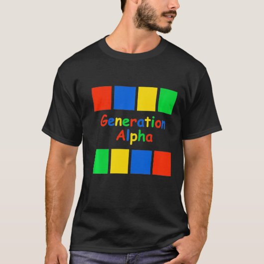 Kinder Generatie Alfa Gekleurde Blokken Premium T-shirt (Voorkant)