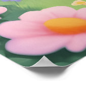 Kinder Genieten van Ice-Cream in Tuin AI Generatie Poster (Hoek)