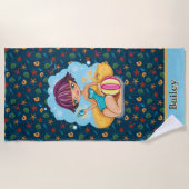 Kinder Gepersonaliseerd Beachy Beach Towel Strandlaken (Voorkant)