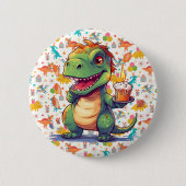 Kinder Gepersonaliseerd Dino Verjaardag Ronde Button 5,7 Cm (Voorkant)