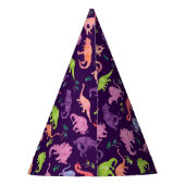Kinder gepersonaliseerd dinosaurus Birthday Paars Feesthoedjes (Achterkant)
