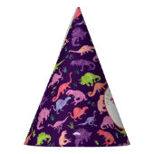 Kinder gepersonaliseerd dinosaurus Birthday Paars Feesthoedjes (Links)
