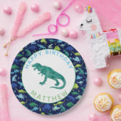 Kinder gepersonaliseerd dinosaurus Birthday Party Papieren Bordje (Feest)