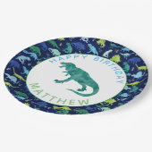 Kinder gepersonaliseerd dinosaurus Birthday Party Papieren Bordje (Gekanteld)