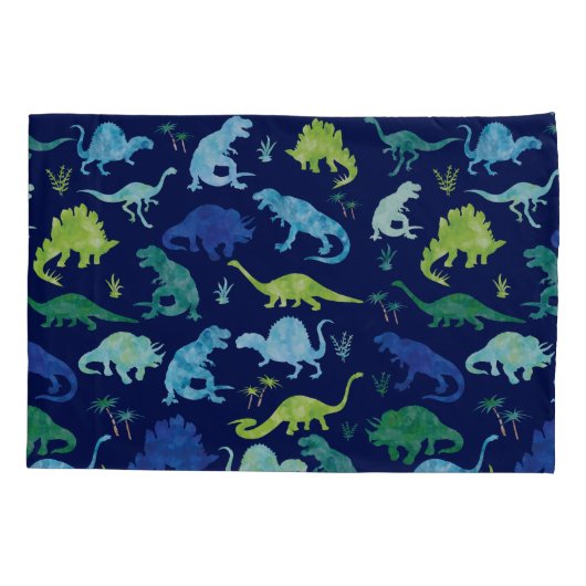 Kinder gepersonaliseerd dinosaurus Silhouette Gree Kussensloop (Achterkant)