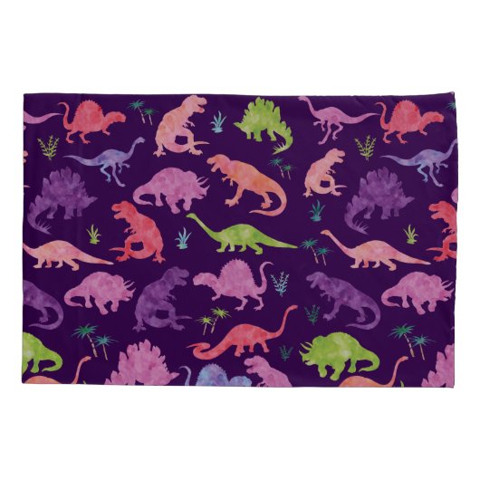 Kinder gepersonaliseerd dinosaurus Silhouette Paar Kussensloop (Achterkant)