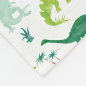 Kinder gepersonaliseerd dinosaurusblauw groen wit fleece deken (Hoek)