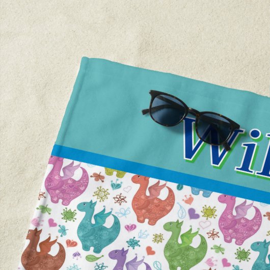 Kinder Gepersonaliseerd Dragon Beach handdoek (In situ)