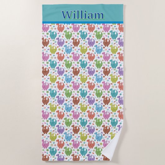 Kinder Gepersonaliseerd Dragon Beach handdoek (Voorkant)