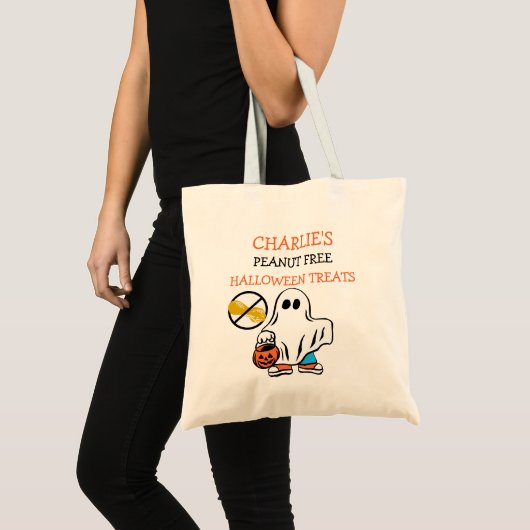 Kinder gepersonaliseerd Halloween Peanut Free Ghos Tote Bag (Voorkant (product))