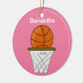 Kinder gepersonaliseerd meisje Basketball roze kee Keramisch Ornament (Links)