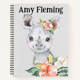 Kinder Gepersonaliseerd neushoorn schets Notitieboek