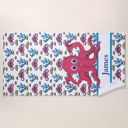 Kinder Gepersonaliseerd octopus Strandlaken (Voorkant)
