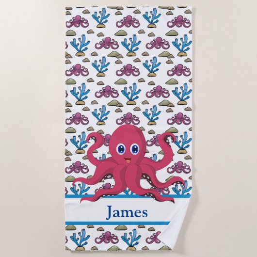 Kinder Gepersonaliseerd octopus Strandlaken (Voorkant)