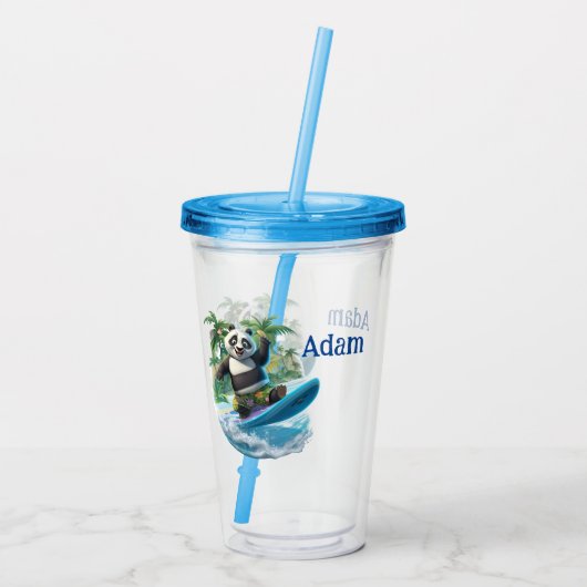 Kinder Gepersonaliseerd panda Acryl Drinkbeker (Achterkant)