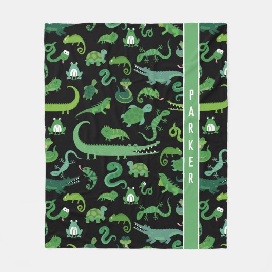 Kinder gepersonaliseerd reptiel amfibiedier fleece deken (Voorkant)