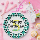 Kinder gepersonaliseerd Voetbal Happy Birthday Spo Papieren Bordje (Feest)