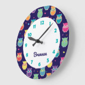 Kinder gepersonaliseerd vogelgrieppatroon blauwdie grote klok (Hoek)