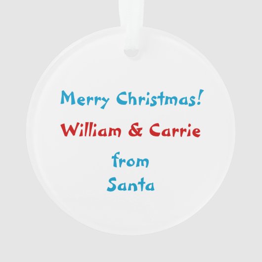 Kinder gepersonaliseerd voor de kerstman ornament (achterkant)