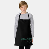 Kinder Gepersonaliseerd Zwart Blauwgroen Monogram  Schort (Gedragen)