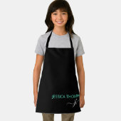 Kinder Gepersonaliseerd Zwart Blauwgroen Monogram  Schort (Insitu)