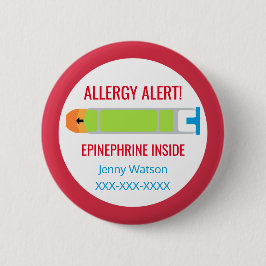 Kinder gepersonaliseerde allergie Alert Epinefrine Ronde Button 5,7 Cm