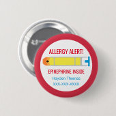 Kinder gepersonaliseerde allergie Alert Epinefrine Ronde Button 5,7 Cm (Voorkant /achterkant)