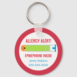 Kinder gepersonaliseerde allergie Alert Epinefrine Sleutelhanger