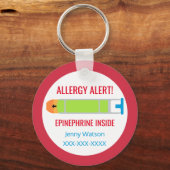 Kinder gepersonaliseerde allergie Alert Epinefrine Sleutelhanger (Voorkant)
