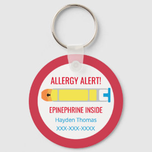 Kinder gepersonaliseerde allergie Alert Epinefrine Sleutelhanger