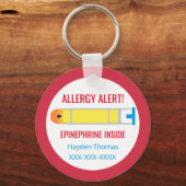 Kinder gepersonaliseerde allergie Alert Epinefrine Sleutelhanger (Voorkant)