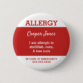 Kinder gepersonaliseerde allergie Ik ben allergisc Ronde Button 5,7 Cm