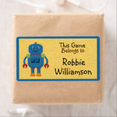 Kinder gepersonaliseerde Blue Robot Speelgoed Stic Etiket (Insitu)