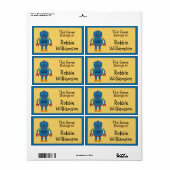 Kinder gepersonaliseerde Blue Robot Speelgoed Stic Etiket (Full Sheet)