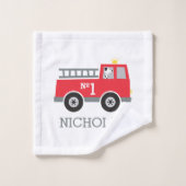 Kinder gepersonaliseerde brandweerwagen bad handdoek (Wasdoekje)