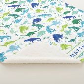 Kinder gepersonaliseerde Dinosaur Blauwe Groene Bo Sherpa Deken (3/4)