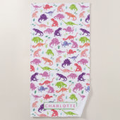 Kinder gepersonaliseerde Dinosaur Waterverf Patroo Strandlaken (Voorkant)
