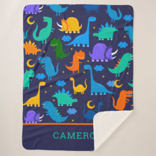 Kinder gepersonaliseerde dinosauriërs bij acht bla sherpa deken