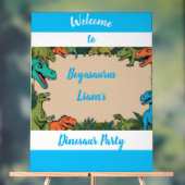 Kinder gepersonaliseerde dinosaurus feest welkomst acryl bord (Neutraal)